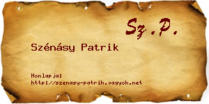 Szénásy Patrik névjegykártya